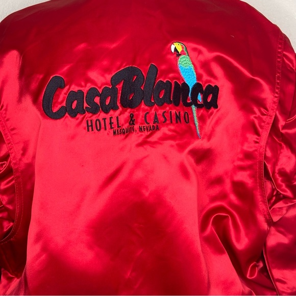 Vintage Las Vegas SATIN BOMBER BUTTON UP JACKET - Picture 6 of 8